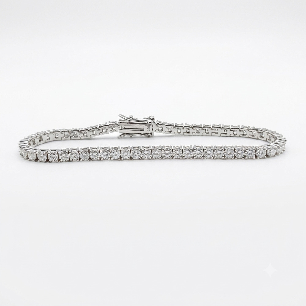 3mm Moissanite Tennis Bracelet 14K White Gold Plated 925 Sterling Silver 7 Inch